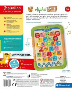 SAPIENTINO CLEMENTONI ALPHA PAD GIOCO EDUCATIVO PER BAMBINI