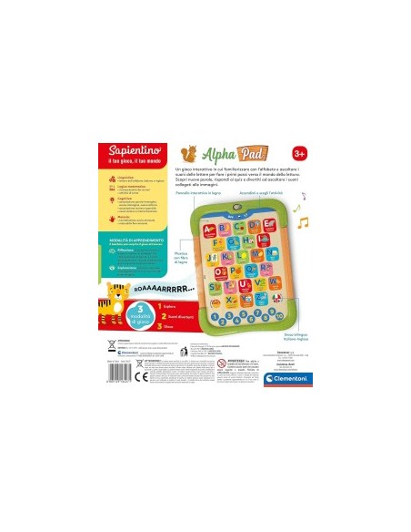 SAPIENTINO CLEMENTONI ALPHA PAD GIOCO EDUCATIVO PER BAMBINI
