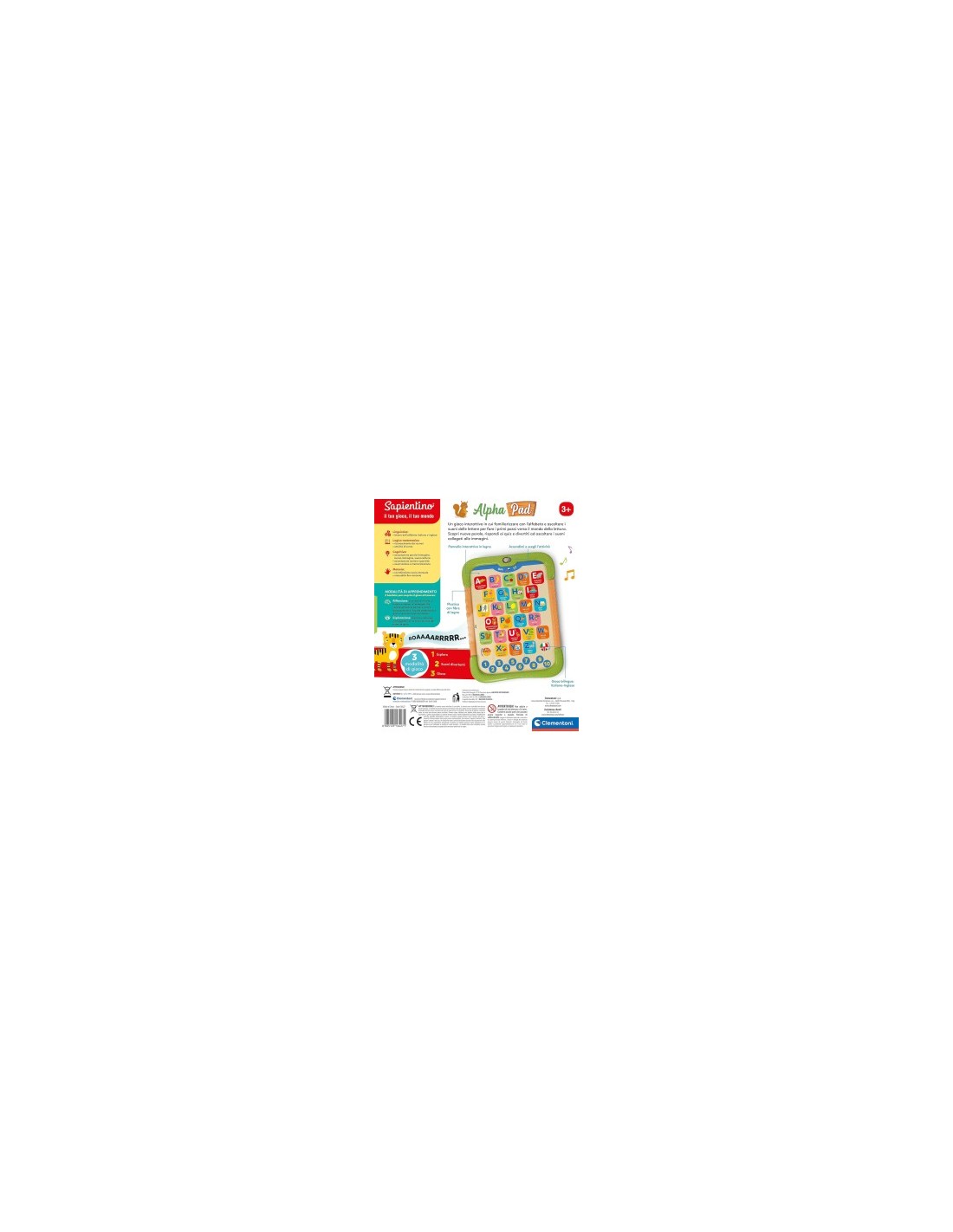 SAPIENTINO CLEMENTONI ALPHA PAD GIOCO EDUCATIVO PER BAMBINI