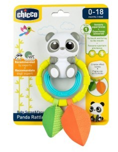 Chicco Sonaglio Panda - Massaggiagengive e Gioco Sensoriale per Neonati, Facile da Afferrare e Divertente