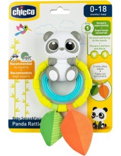Chicco Sonaglio Panda - Massaggiagengive e Gioco Sensoriale per Neonati, Facile da Afferrare e Divertente