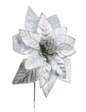 PICK OLIMPIA POINSETTIA ARGENTO H15CM su TreG Ingrosso