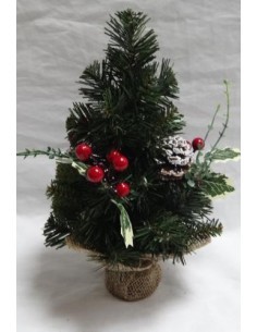 ALBERO NATALE H30CM CON BACCHE ROSSE E PIGNE su TreG Ingrosso