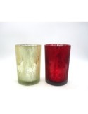 VASO VETRO 18X12CM CON RENNA ORO/ROSSO su TreG Ingrosso