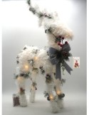 RENNA IN TINSEL 60X34X11CM CON LUCE LED E COCCARDA su TreG Ingrosso