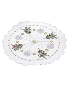 CENTRINO TONDO TESSUTO BIANCO 30CM DEC ALBERI su TreG Ingrosso