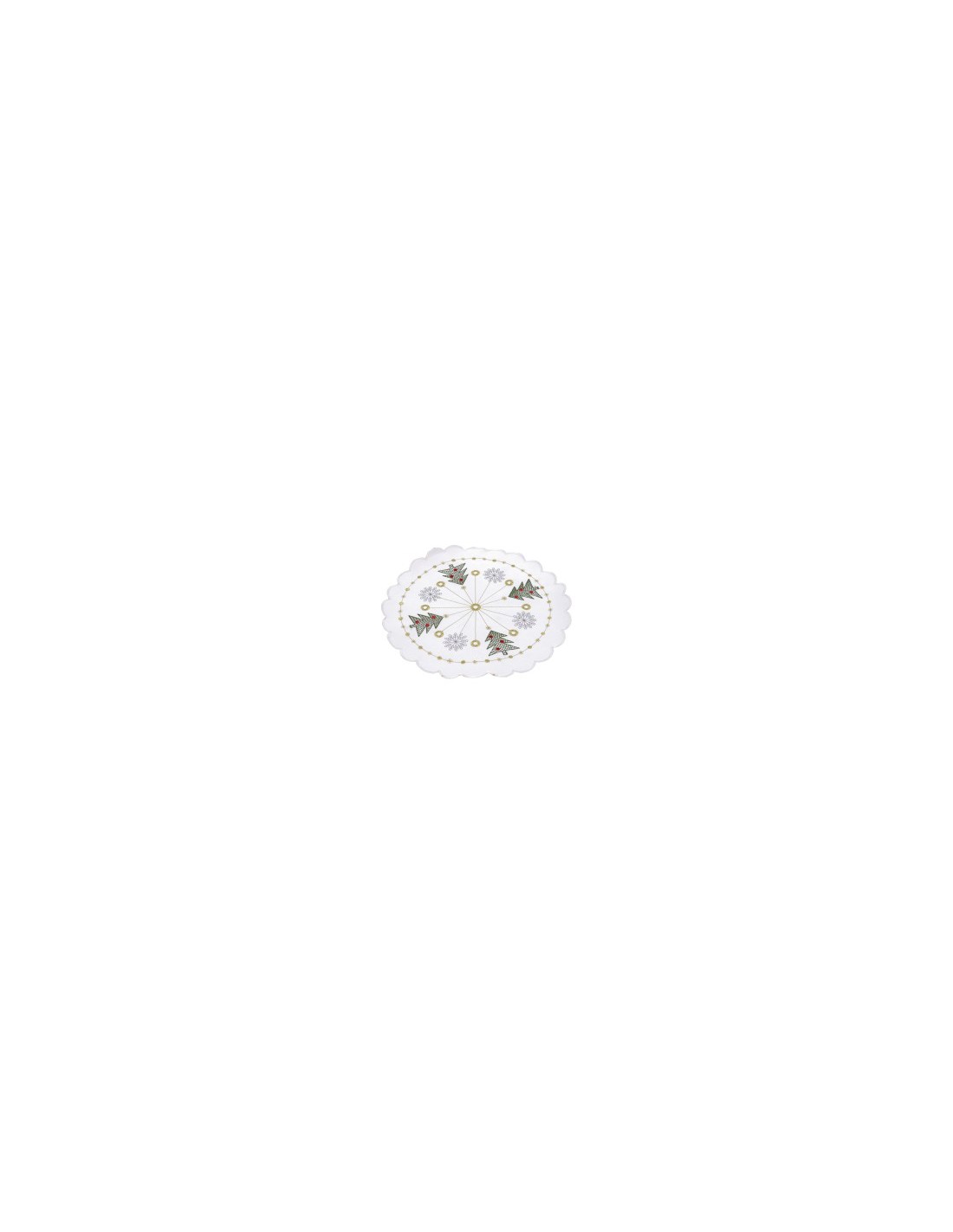 CENTRINO TONDO TESSUTO BIANCO 30CM DEC ALBERI su TreG Ingrosso