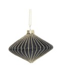 SFERA ROMBO VETRO 7,8X5,8CM NERO/ORO su TreG Ingrosso