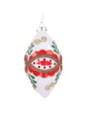 SFERA GOCCIA VETRO 8CM BIANCO/ROSSO su TreG Ingrosso