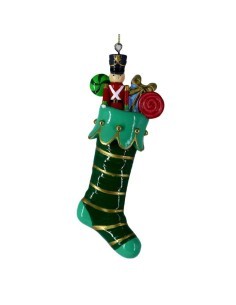 CALZA RESINA CON REGALI VERDE 6X4X16CM su TreG Ingrosso