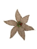 FIORE TESSUTO BEIGE 23CM CON CLIP su TreG Ingrosso