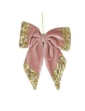 PENDENTE FIOCCO TESSUTO ROSA/ORO 20X20CM su TreG Ingrosso