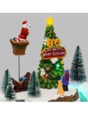 VILLAGGIO IH22CM ALBERO NATALE CON BABBO CHE LO DECORA IN MOVIMENTO...