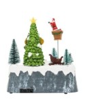 VILLAGGIO IH22CM ALBERO NATALE CON BABBO CHE LO DECORA IN MOVIMENTO...