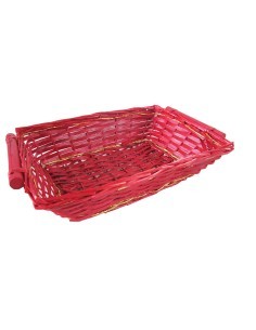 CESTO VIMINI RETTANGOLARE ROSSO CON MANICI 689 su TreG Ingrosso 2