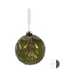SFERA VETRO 8CM VERDE FOGLIE ORO su TreG Ingrosso