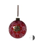 SFERA VETRO 10CM ROSSO FIORE ORO su TreG Ingrosso