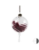 SFERA VETRO 10CM TRASPARENTE PIUMA BURGUNDY su TreG Ingrosso