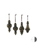 PENDENTE VETRO 14CM VERDE/ORO ASSORTITO su TreG Ingrosso