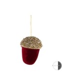 PENDENTE GHIANDA ROSSA D9X10CM CON STRASS su TreG Ingrosso