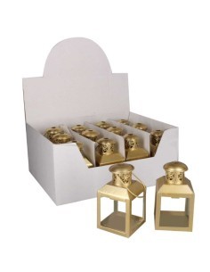 LANTERNA METALLO ORO H11CM CON TEALIGHT LED
