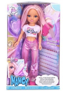 Nancy Look Brillante, Bambola Con Capelli Rosa, Accessori Per Decorare I Capelli, 80 Gemme Colorate, Bambine Dai 3 Anni, Famosa
