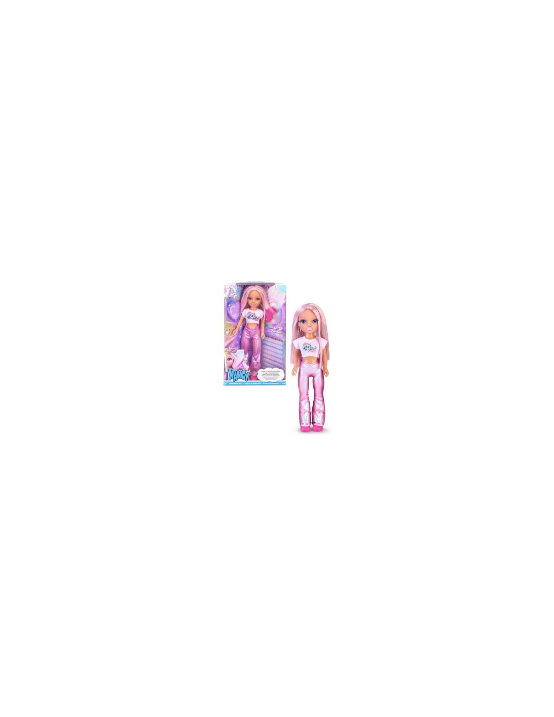 Nancy Look Brillante, Bambola Con Capelli Rosa, Accessori Per Decorare I Capelli, 80 Gemme Colorate, Bambine Dai 3 Anni, Famosa