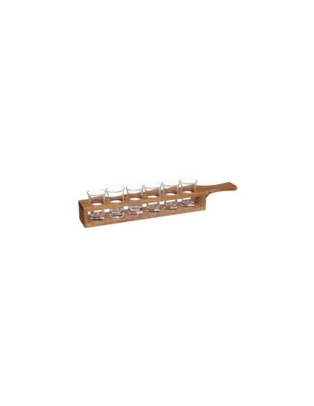SET 6 BICCHIERI SHOT 188914 2,4CL CON SUPPORTO LEGNO