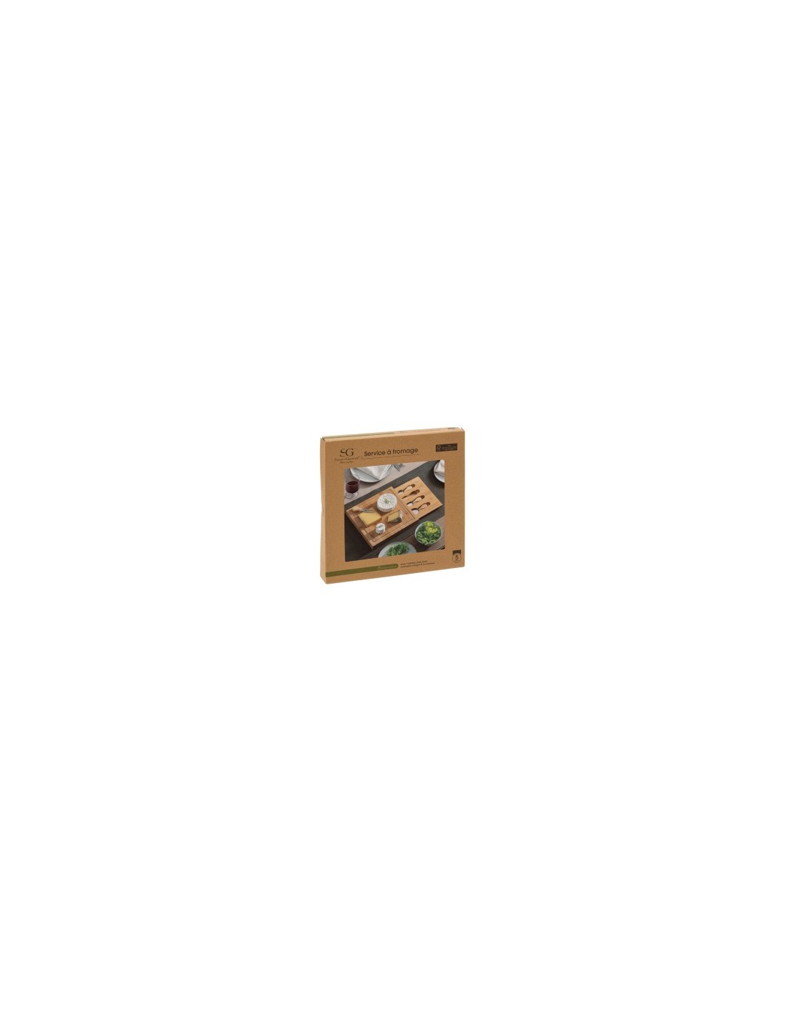 SET FORMAGGI 194186 4 COLTELLI CON VASSOIO BAMBOO