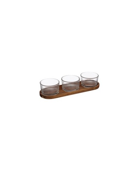 SET APERITIVO 196306 3 CIOTOLE CON VASSOIO ACACIA