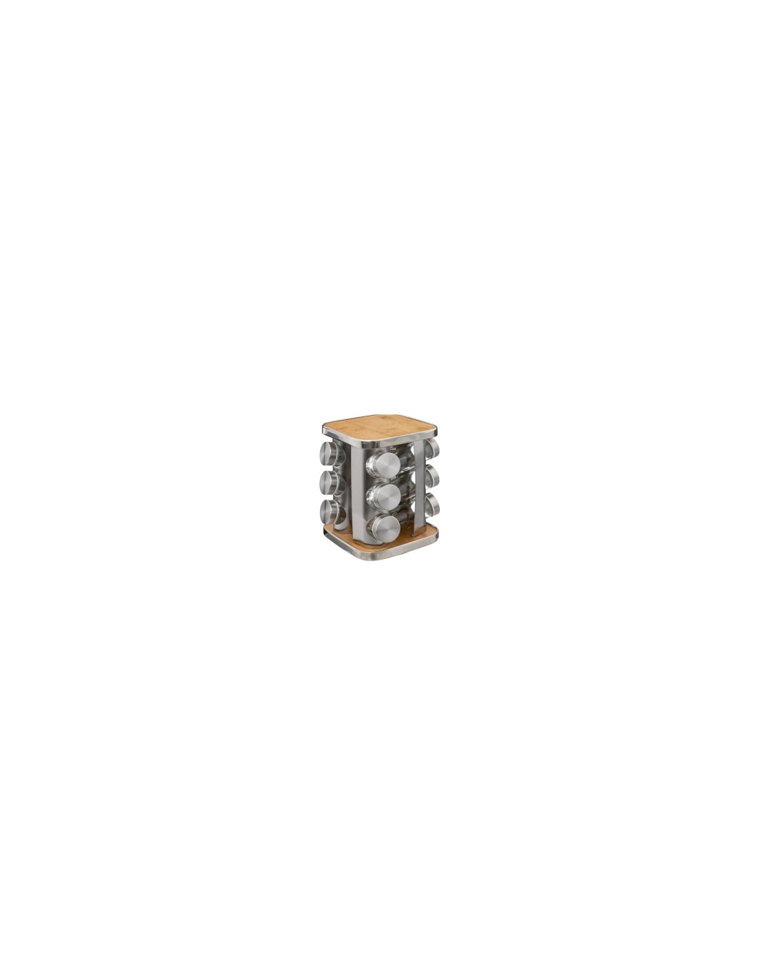PORTASPEZIE 189583 12 POSTI ACCIAIO/BAMBOO 17X17X23CM
