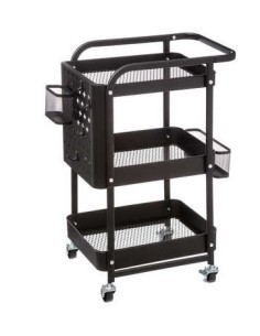 CARRELLO 167740 3 PIANI METALLO 51X30X76CM NERO