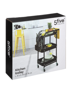 CARRELLO 167740 3 PIANI METALLO 51X30X76CM NERO