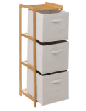 SCAFFALE 174901 BAMBOO 35X33X110CM CON 3 CESTINI PORTAOGGETTI
