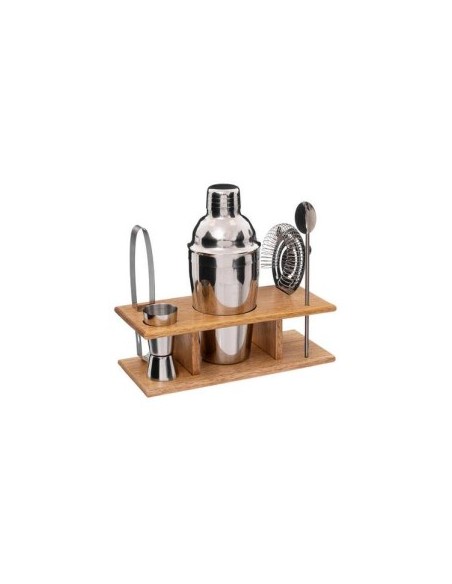 SET 6PZ COCKTAIL 188944 ACCIAIO SUPPORTO LEGNO