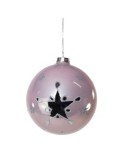 PALLA ROSA DEC.STELLA D.8CM VETRO
