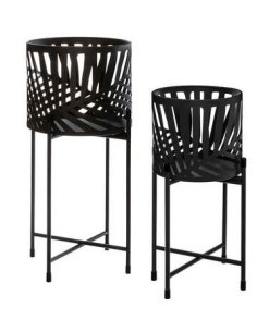 VASO 168555 2 MIS METALLO NERO 25X54,5CM CON SUPPORTO