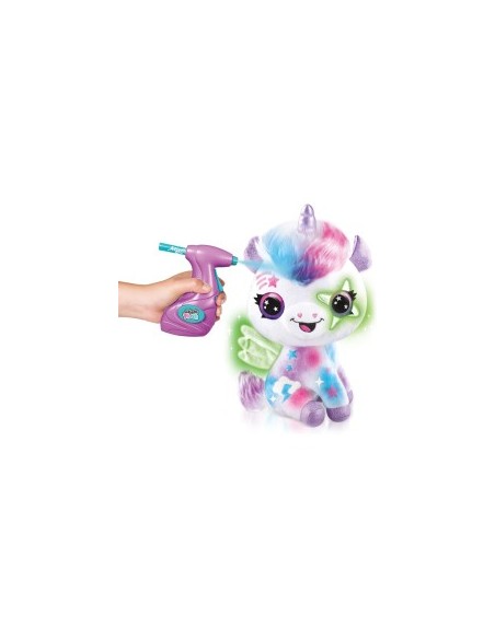 Rocco Giocattoli, Airbrush Plush Unicorno, Unicorno Brilla al Buio, Colorare e Personalizzare