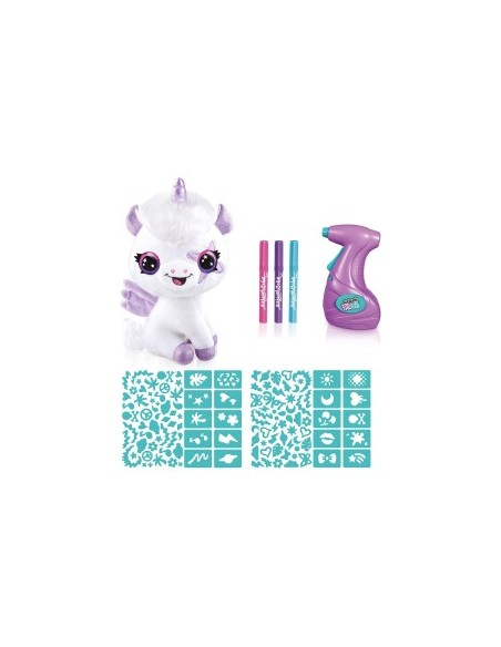 Rocco Giocattoli, Airbrush Plush Unicorno, Unicorno Brilla al Buio, Colorare e Personalizzare