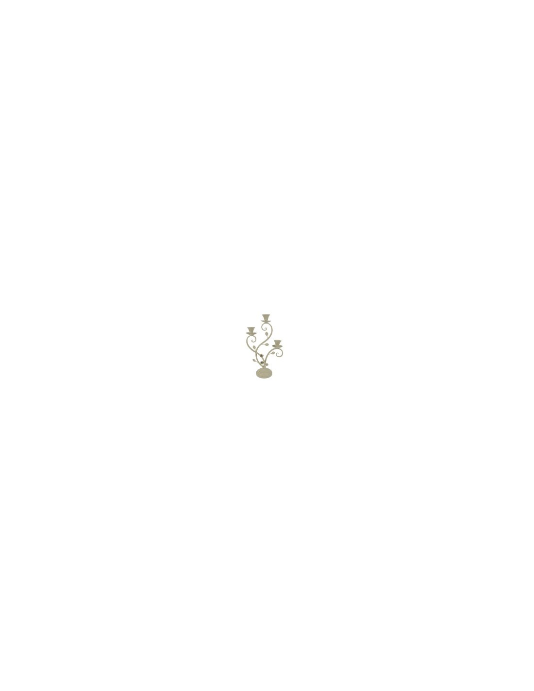 CANDELIERE FERRO 3POSTI C/FOGLIE E FIORI BEIGE ANTIC LS16A9191 DEEP &c