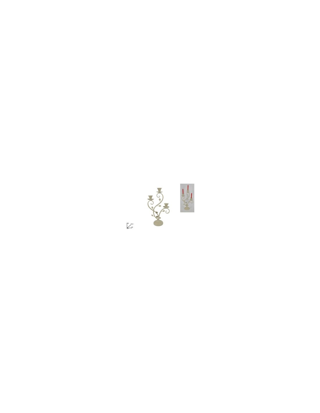 CANDELIERE FERRO 3POSTI C/FOGLIE E FIORI BEIGE ANTIC LS16A9191 DEEP &c