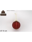 SFERA VETRO 10CM ROSSA OPACO C/FILO PERLINE ORO su TreG Ingrosso