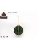 SFERA VETRO 10CM VERDE OPACO C/FILO PERLINE ORO su TreG Ingrosso