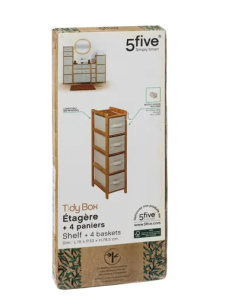 SCAFFALE 174903 BAMBOO 33X19X79CM CON 4 CESTINI PORTAOGGETTI