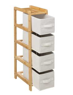 SCAFFALE 174903 BAMBOO 33X19X79CM CON 4 CESTINI PORTAOGGETTI