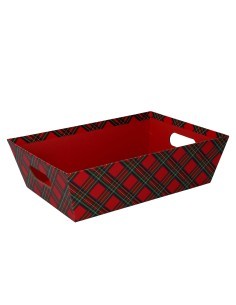CESTA 938177 CARTONE ROSSO SCOZZESE 29X23X8CM