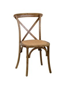 SEDIA CROSS 280662 LEGNO MARRONE SEDUTA INTRECCIO IMPILABILE su Tre...