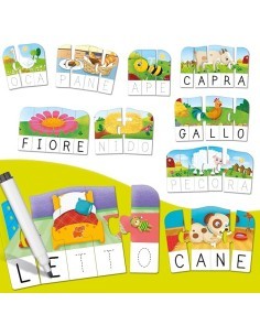 Carotina Gli Utilissimi Le Prime Parole, Associa Lettere e Disegni, Metodo Didattico Efficace, Tessere Autocorrettive