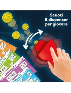 Super Tombola Segna e Cancella, 48 Cartelle, 90 Pedine, Pennarelli Cancellabili, Gioco Divertente per 2+ Giocatori