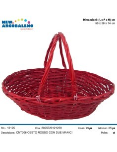 CESTO 12125 OVALE ROSSO 50X38X14 CON MANICI